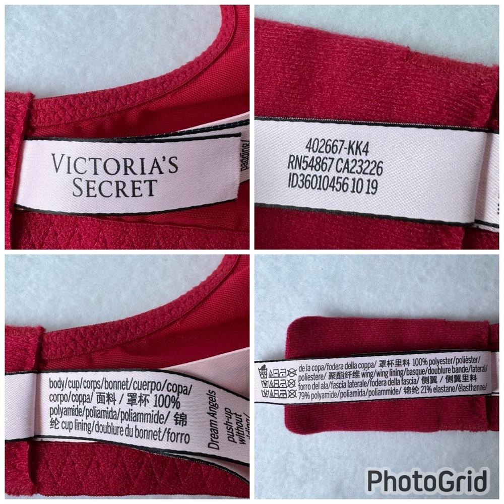 Victoria's Secret Dream Angels Push Up Without Padding Red Lace 36D Adjustable - Picture 2 of 10